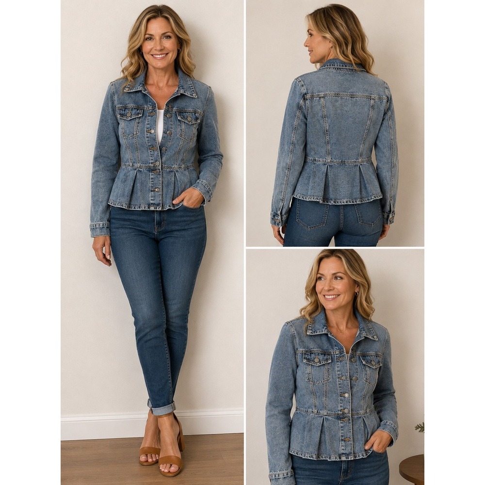 Miss Sparkling long sleeve Jean jacket size Small Western Ruffled Org $49.95